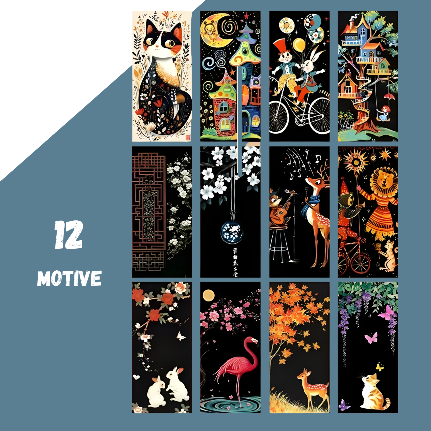 Zauberhafte Märchen-Motive als Kratzbild Lesezeichen Set