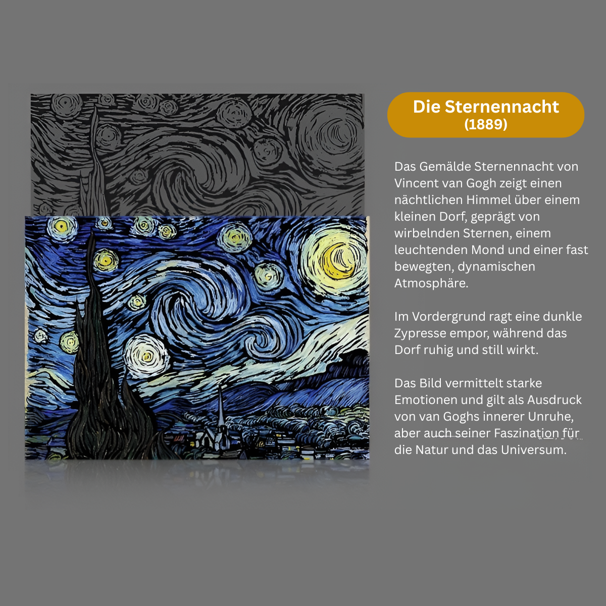 Detailliertes Kratzbild Sternennacht von Van Gogh für Erwachsene