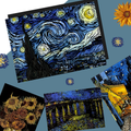 Van Gogh Kratzbild Set A3 - 4 berühmte Motive wie Sternennacht