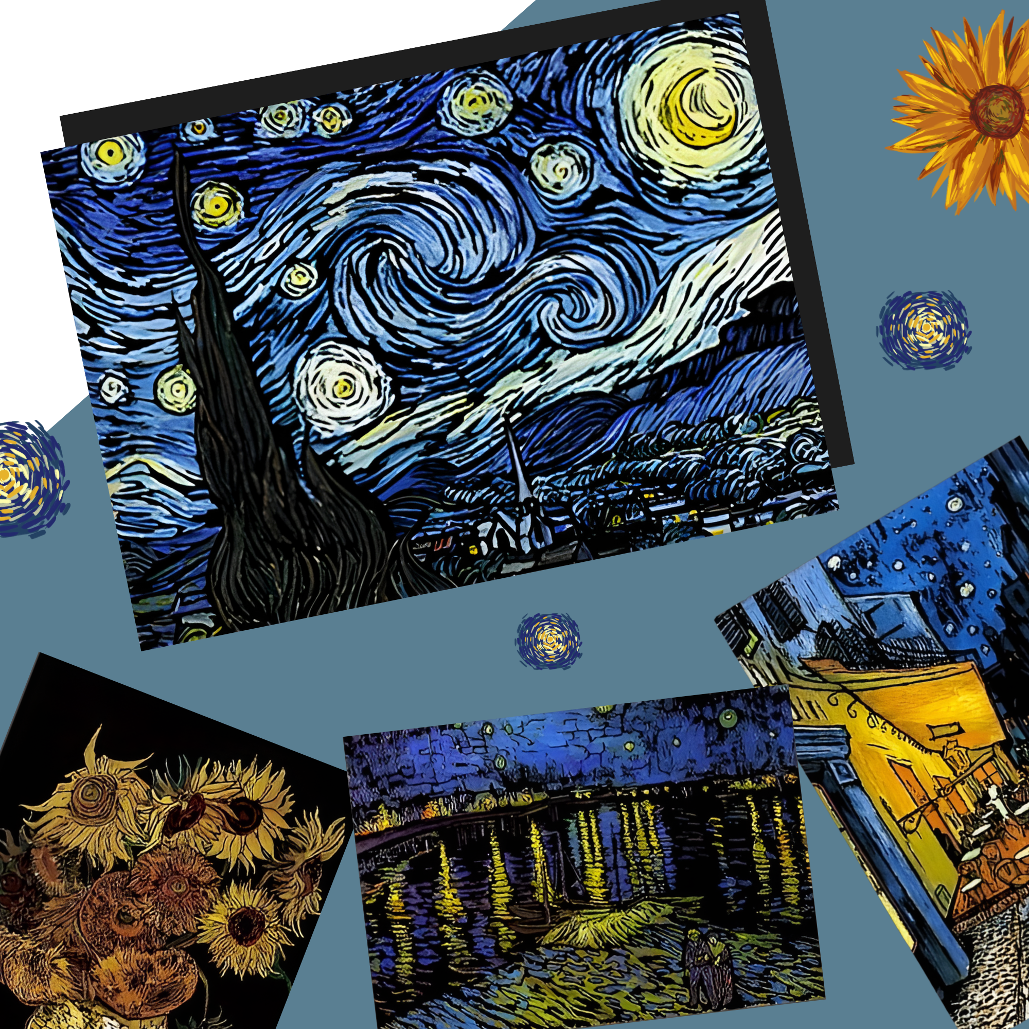 Van Gogh Kratzbild Set A3 - 4 berühmte Motive wie Sternennacht