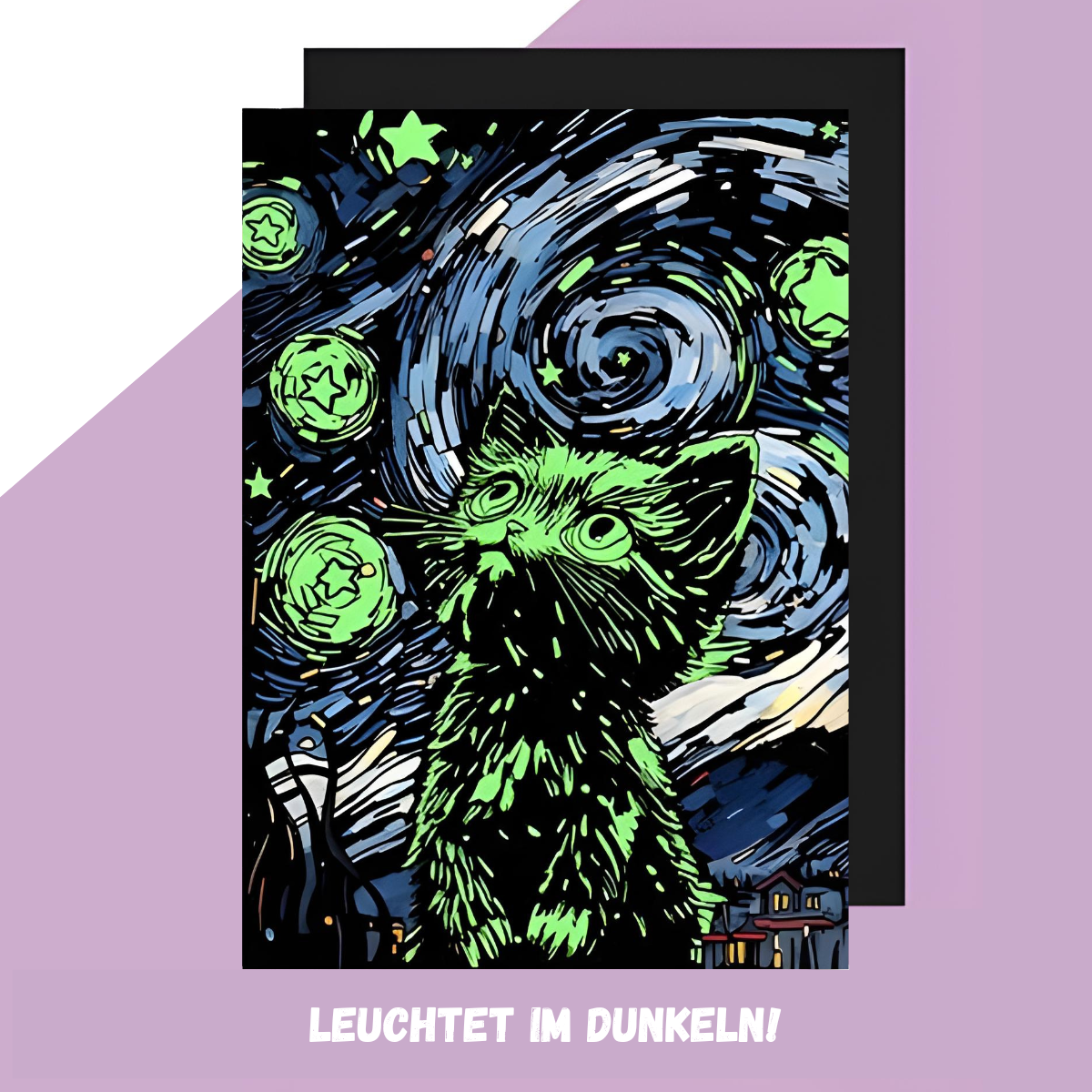 A3 Kratzbild Set mit süßem Katzen-Motiv und Zubehör