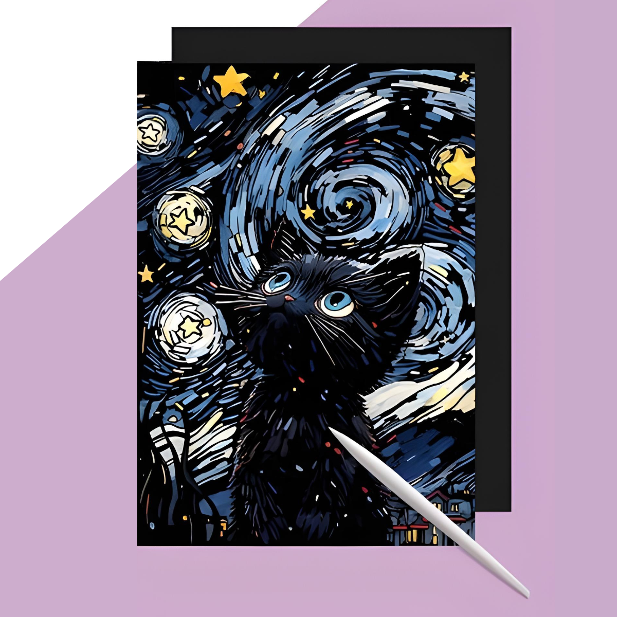 Kratzbild Katze A3 - Edles Katzen-Motiv für Tierliebhaber
